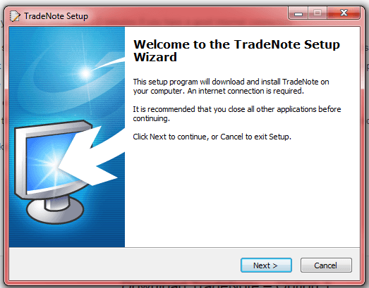 TradeNote Setup Dialog